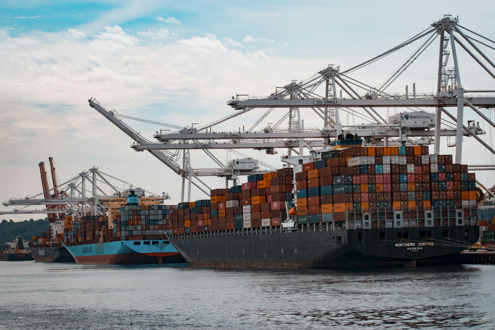 Cargo ship at sea